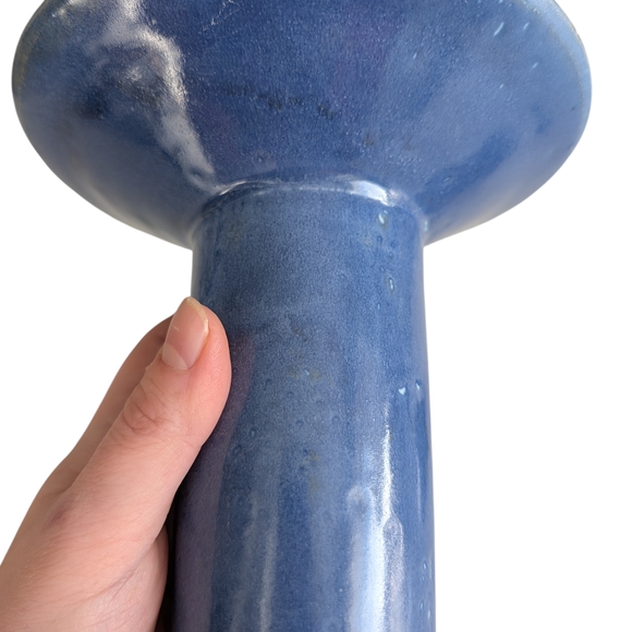Vintage Mid-Century Modern Blue Art Pottery Vase / Candleholde/Ashtray - Picture 9 of 16